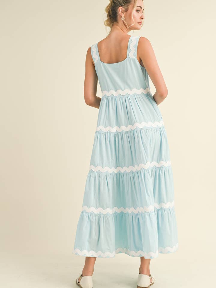 &MERCI - Wholesale Dress - Women's - TIERED RIC RAC TRIM MIDI DRESS MDR307425