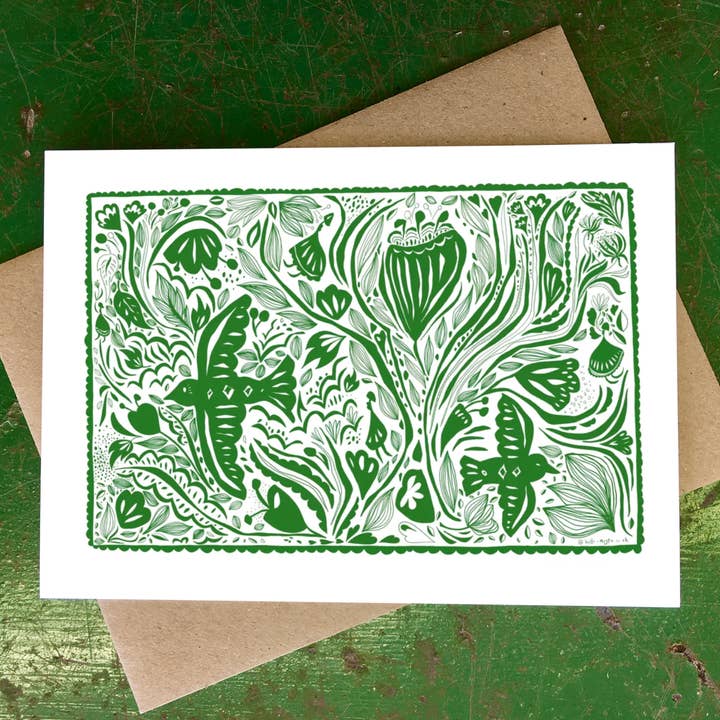 Tapeçaria da Natureza (Verde) - Cartão de Cumprimentos Ilustrado por atacado de Hello Magpie