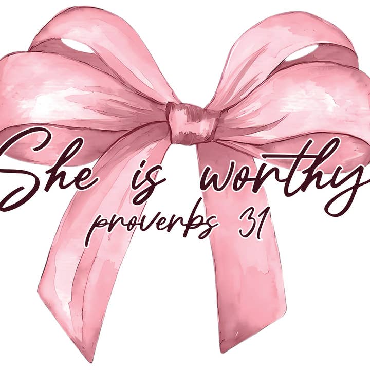 Pink She is Worthy DTF Transfer for wholesale by M2B Designs
