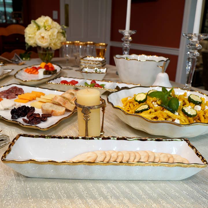 Certified International - Wholesale Serving Tray - Regency Gold Cracker Tray 13in x 3.5in x 2in
