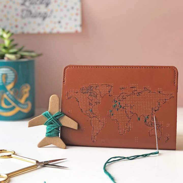Chasing Threads - Wholesale Passport Case - Unisex - Stitch Where You've Been Passport Cover Kit - Brown Leather