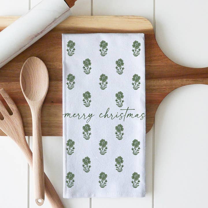 Porter Lane Home - Wholesale Tea Towel - Merry Christmas Block Print Tea Towel1