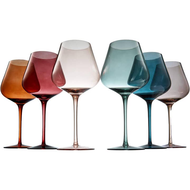 The Wine Savant / Khen Glassware - Wholesale Wine Glass - Pastel Large Colored Crystal Wine Glass Set of 61