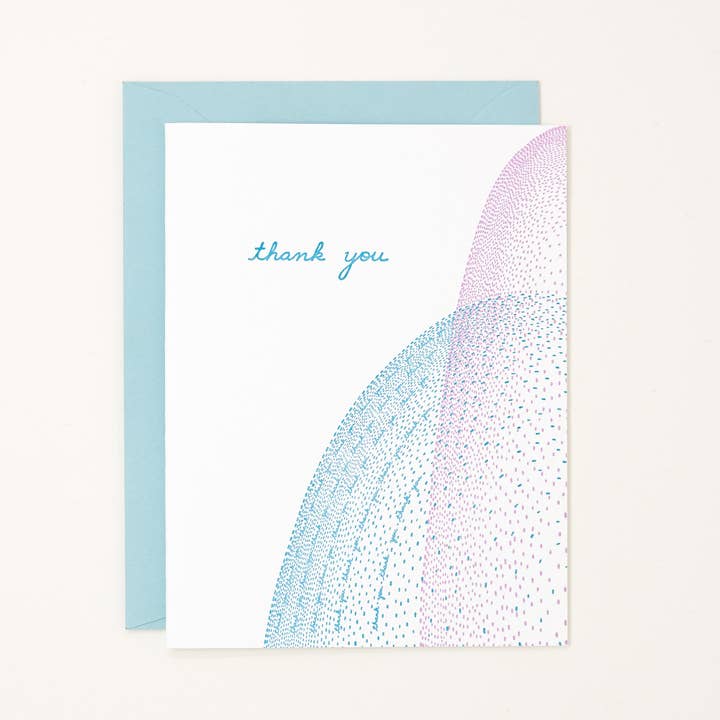 Carte typographique Thank You Waterfall, imprimée à la main, carte de vœux pour la vente par Helen Edna
