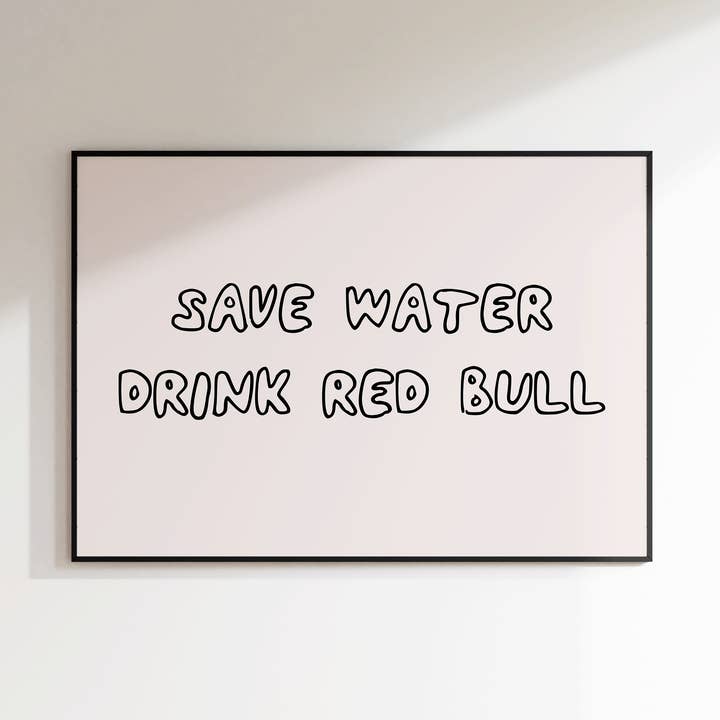 Red Bull Energy Print | Funny Wall Art | Teenager Gifts for wholesale by Refined Spaces
