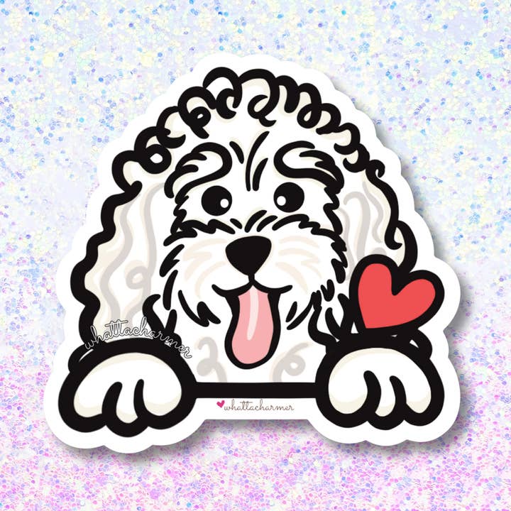 Standard Poodle Dog Sticker, White for wholesale by WhattaCharmer