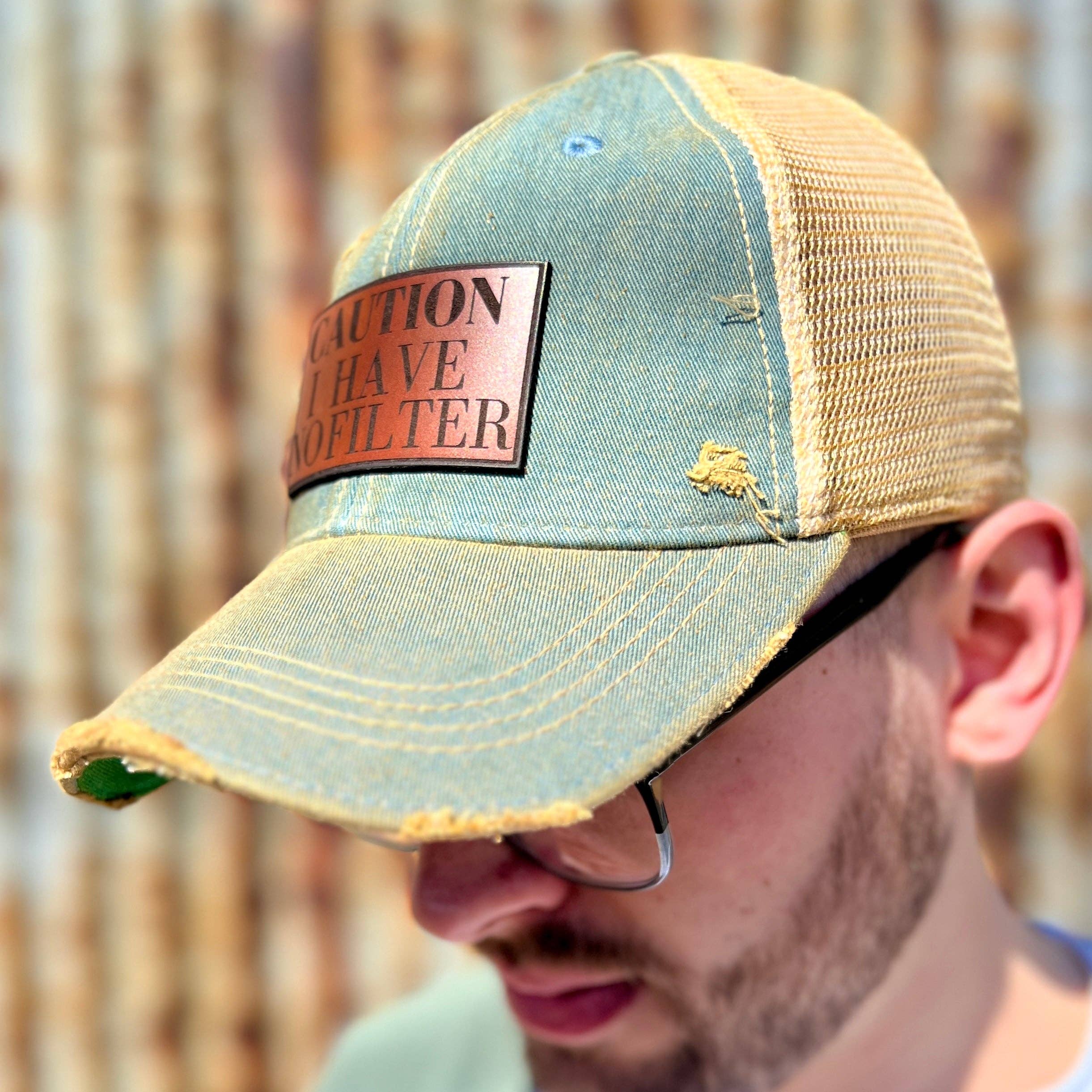 RiOak Design & Hat Co. - Wholesale Baseball Cap - Men's - Denim Vintage Washed Caution I Have no Filter Baseball Cap4