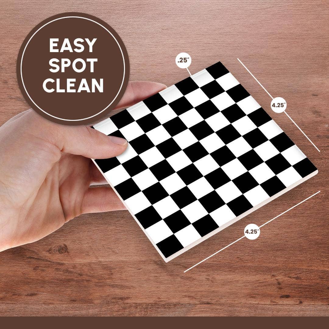 3dRose – wholesale Underlägg – 3dRose, Kontrollera svartvitt mönster - rutigt rutmönster schackbräde eller racingbilens tävlingsflagga, Glasunderlägg6