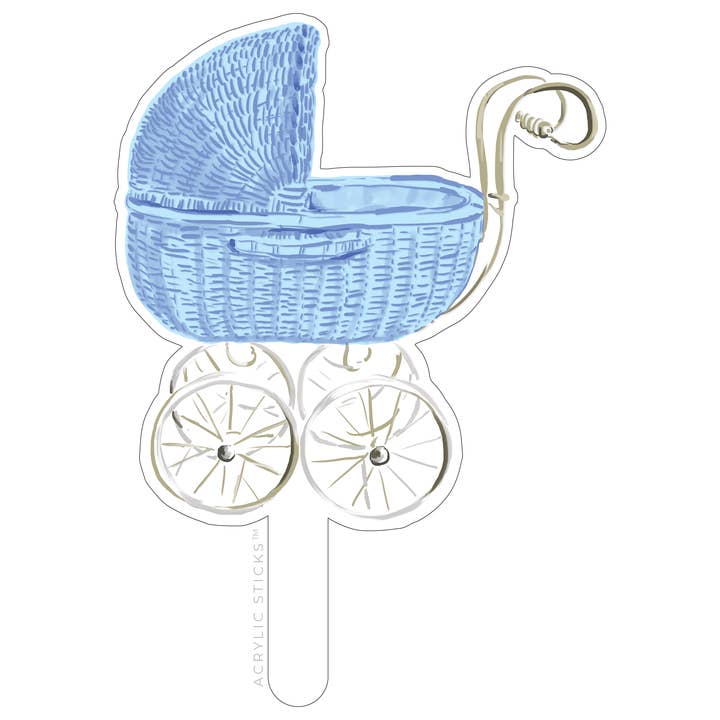 IT'S A BOY VINTAGE STROLLER ACRYLIC CAKE TOPPER for wholesale by XO ACRYLICS | ACRYLIC STICKS