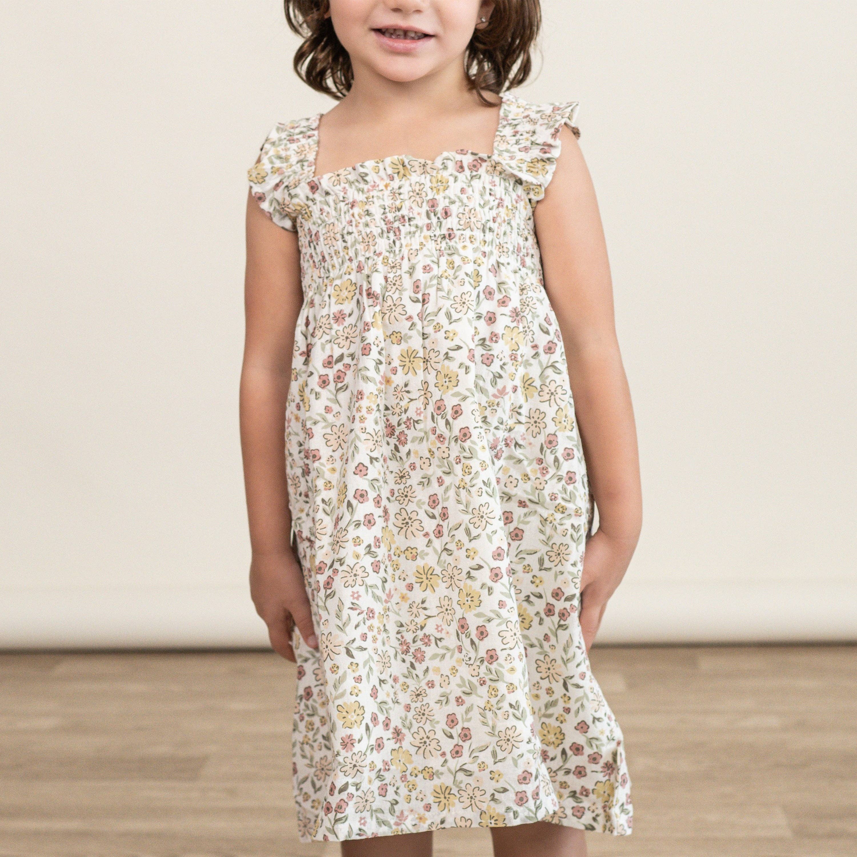 Makemake Organics - Wholesale Dress - Kids - Organic Smocked Sundress - Wild Meadow2
