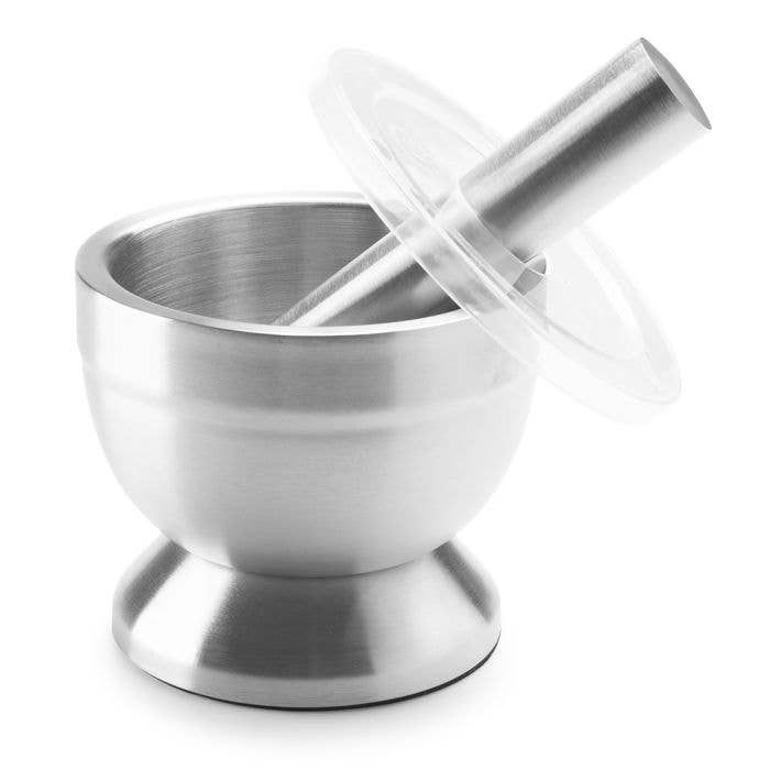 HIC Kitchen Stainless Steel Mortal And Pestle With Cover for wholesale by HIC - Harold Import Co.