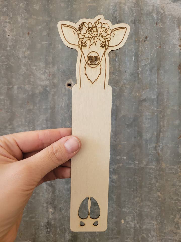 Customizable Wood Bookmark - Deer for wholesale by Black Sheep Design & Gift