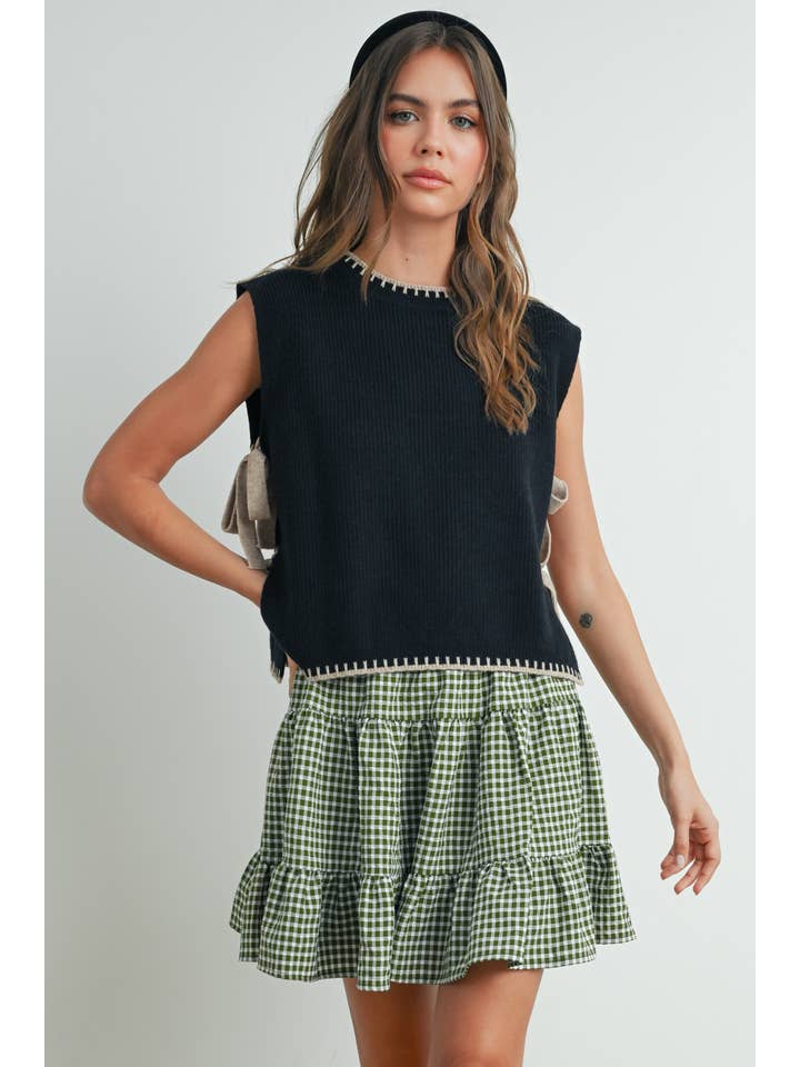 BUTTERMELON - Wholesale Sweater Vest - Women's - Mock Neck Sleeveless Sweater- BMW7529