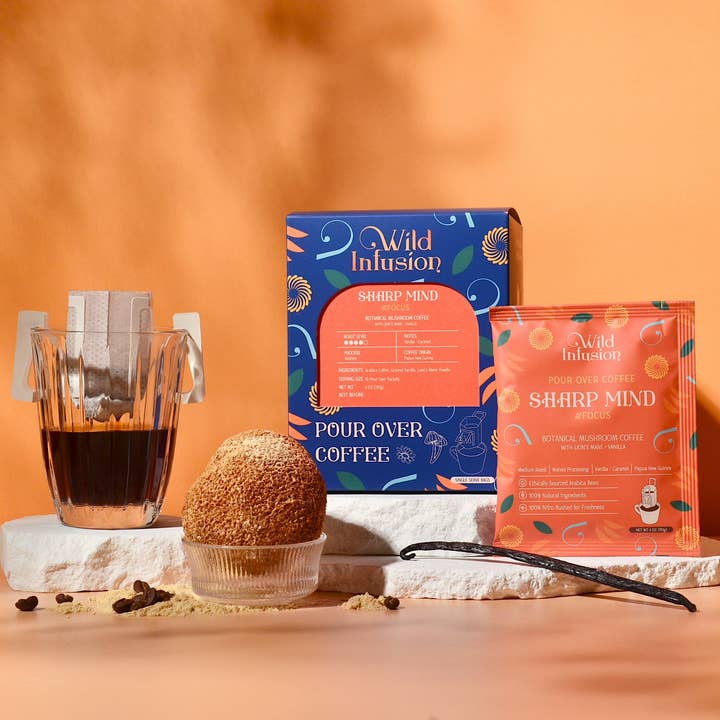 Sharp MindI Focus Mushroom Coffee with Lion's Mane & Vanilla for wholesale by WILD INFUSION COFFEE