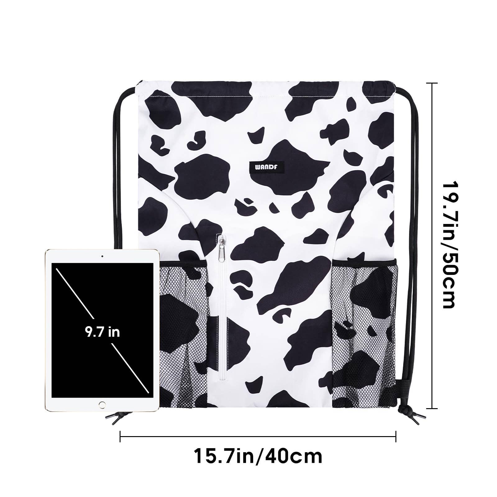 wandf - Vente Sac à cordon de serrage – unisexe - Sac à dos à cordon WF6038 Sports Gym avec poches en maille15