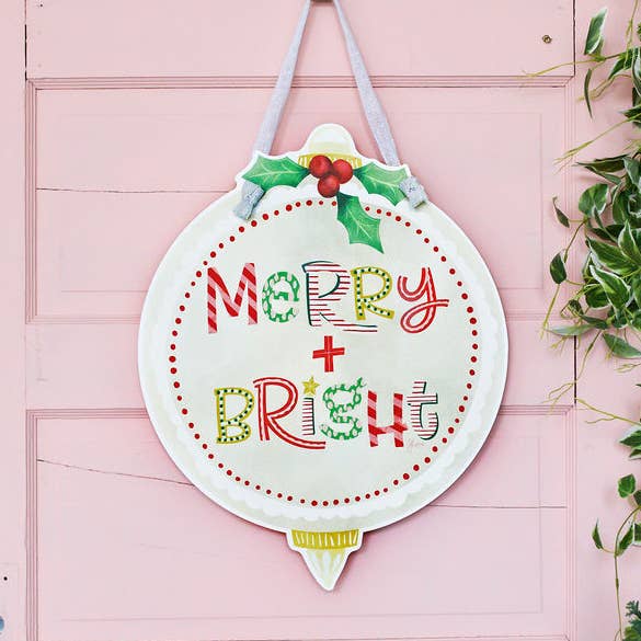 Merry and Bright Door Hanger for wholesale by Songbird Grove Collection