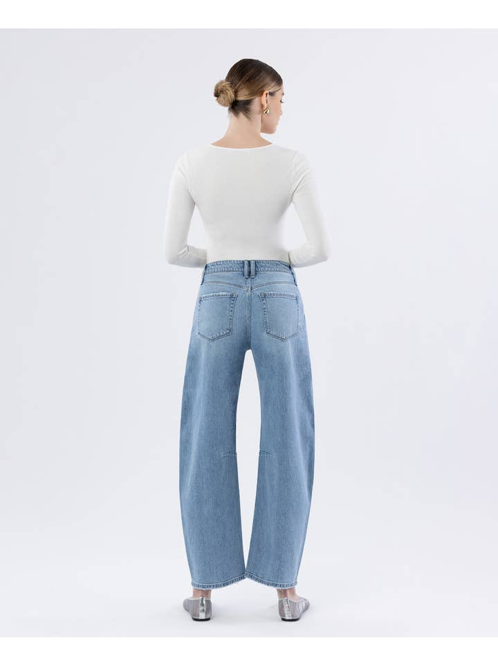 CHARM HIGH RISE WIDE BARREL JEANS T6802 for wholesale on Faire