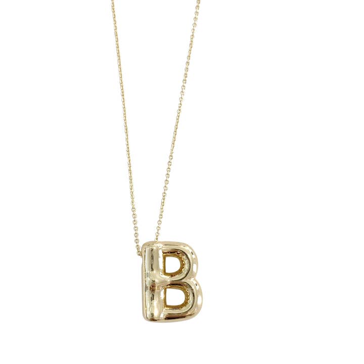 Gemelli - Wholesale Pendant/Charm Necklace - Bubble Initial Gold Necklace- Top 12