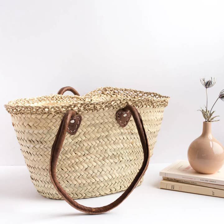 Melecraft - Wholesale Tote Bag - Women's - Lace Straw Bag, Market Tote, Handmade with Leather
