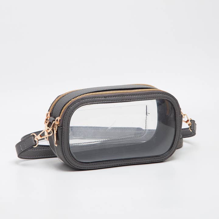 MiMi Wholesale - Wholesale Crossbody Bag - Women's - TG10552 Double Zipper Oval Clear Gameday/Stadium Bag2