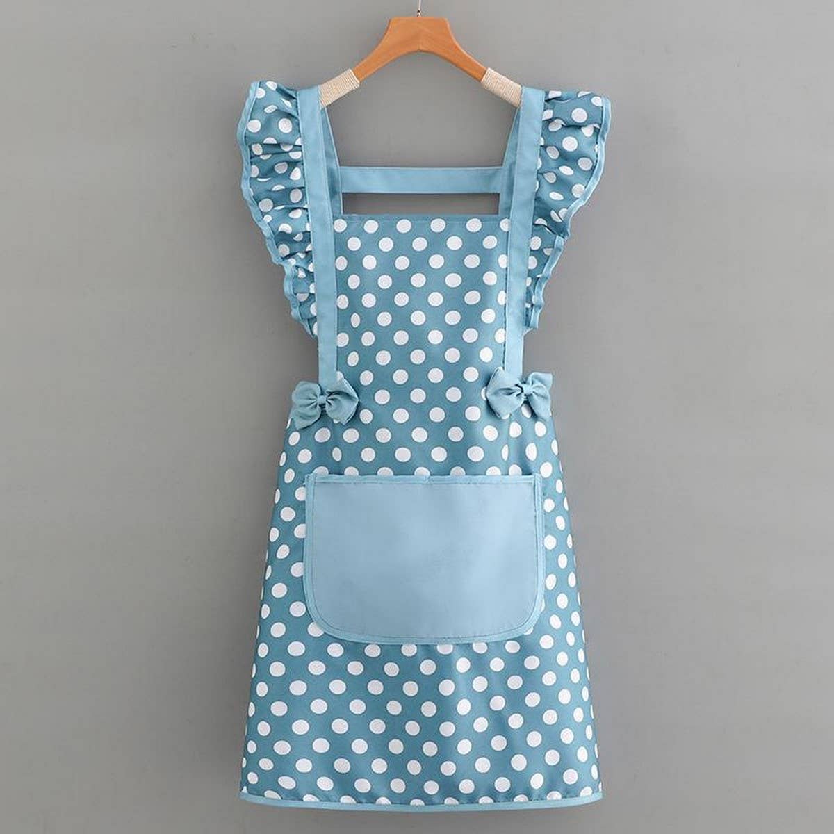 ACCITY - Wholesale Apron - Cute Dots Printed Bow Decorated Aprons with pockets_CWMM20510