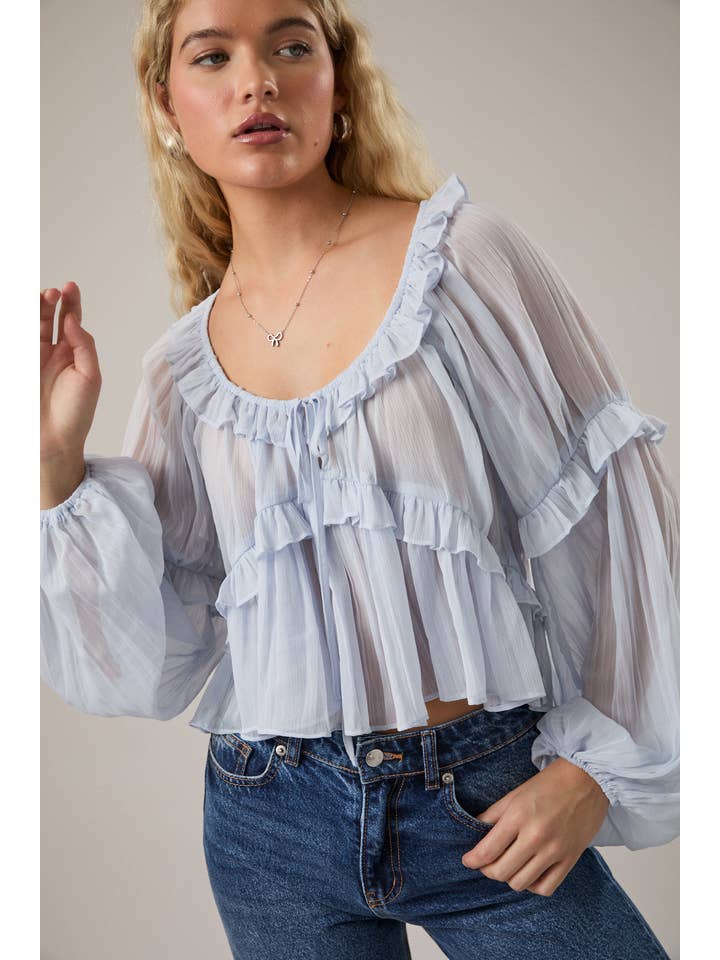 LE LIS - Vente Chemisier – femme - CHEMISIER À ENCOLURE DÉGAGÉE ET VOLANTÉ5