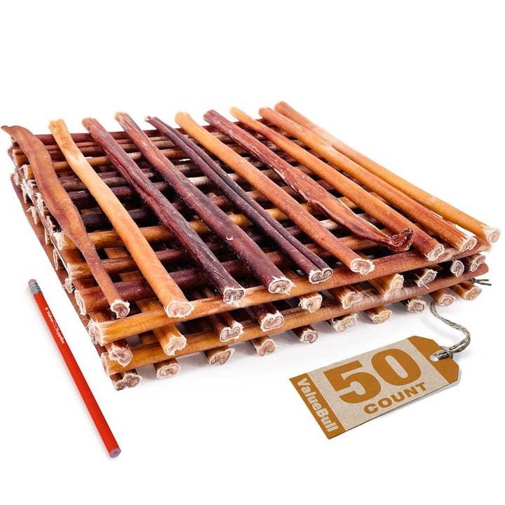 ValueBull USA Bully Sticks for Dogs, Medium 12 Inch, 50 Count for wholesale by Value Pet Supplies