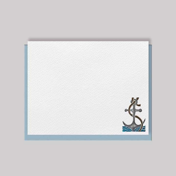 CARVED Anchor Flat Notes | Box of 8 for wholesale by Originals Paper Art