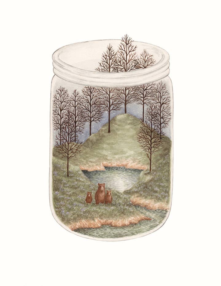 Reproducción de arte Flora y Fauna para venta al por mayor de Little Bear Illustration