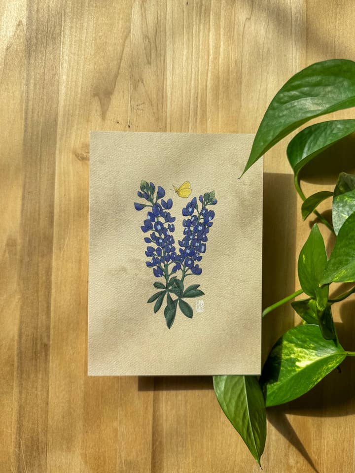 Bluebonnets Wildflower Art Print- Wall Art, Home Decor for wholesale by Luna Lupe Studio