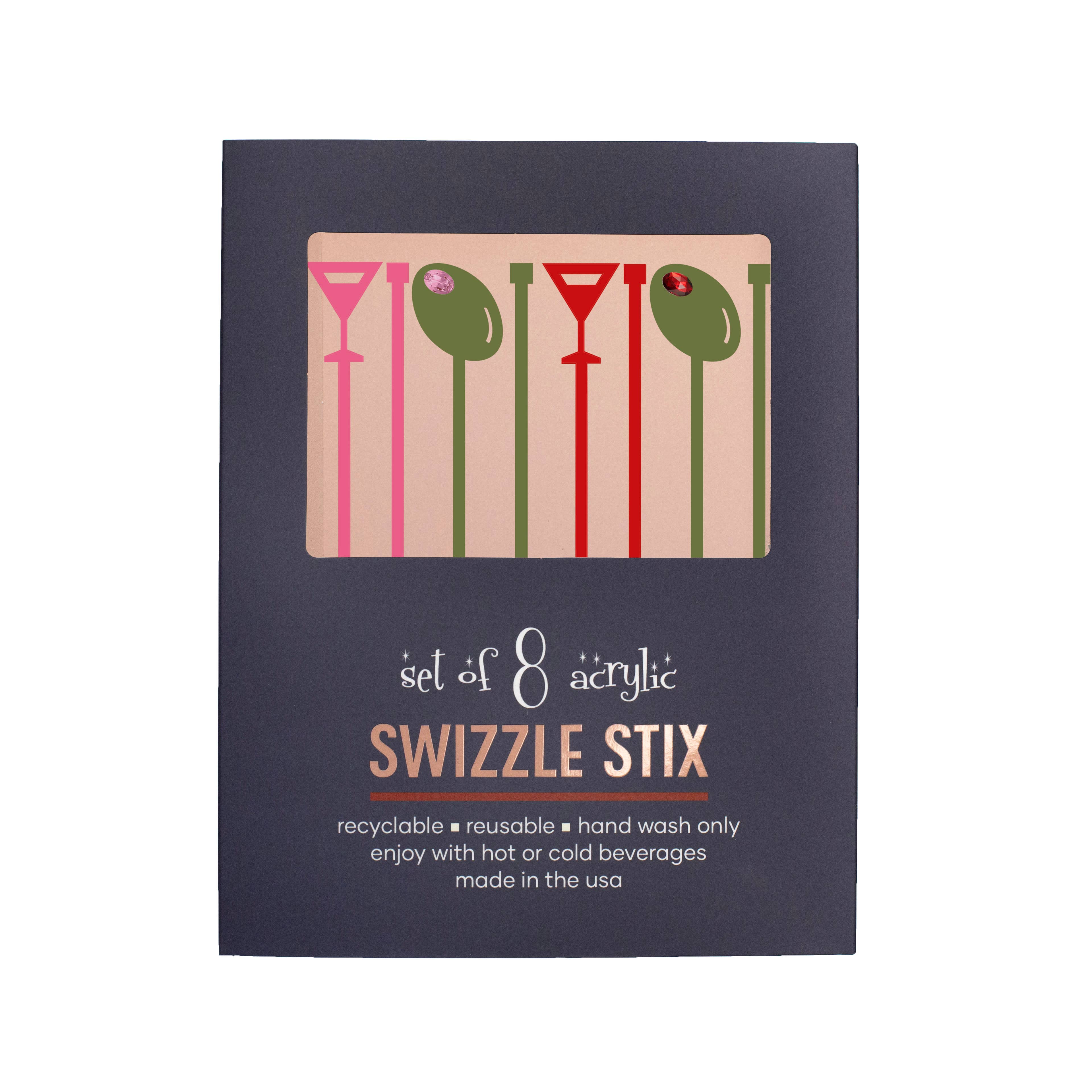 Mod Lounge Paper Company - Wholesale Drink Stirrer - Martini and Olive Acrylic Drink Stirrer Swizzle Stix1