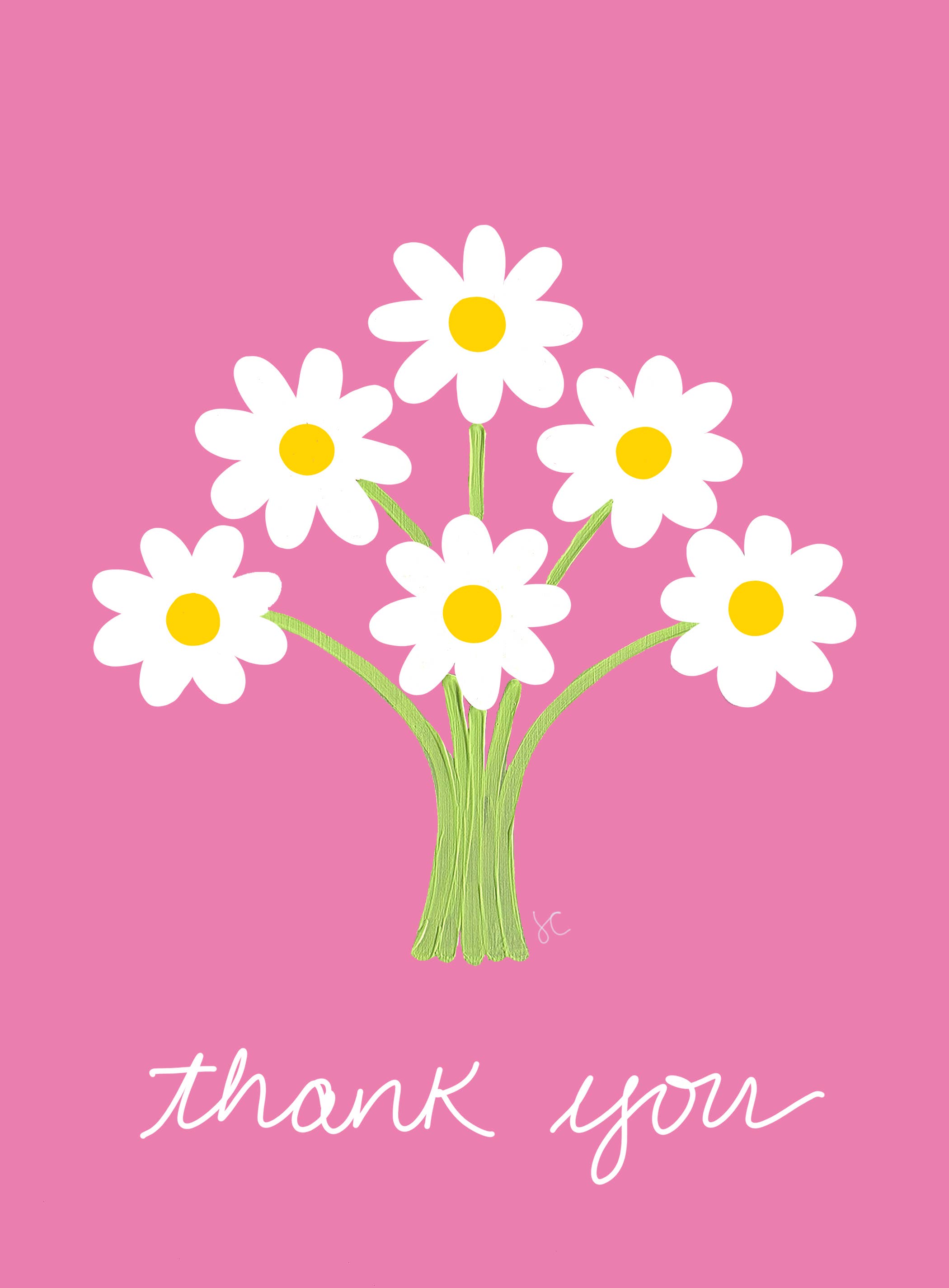 Citrus Daisy - Wholesale Thank You Card - White Daisy Thank You0