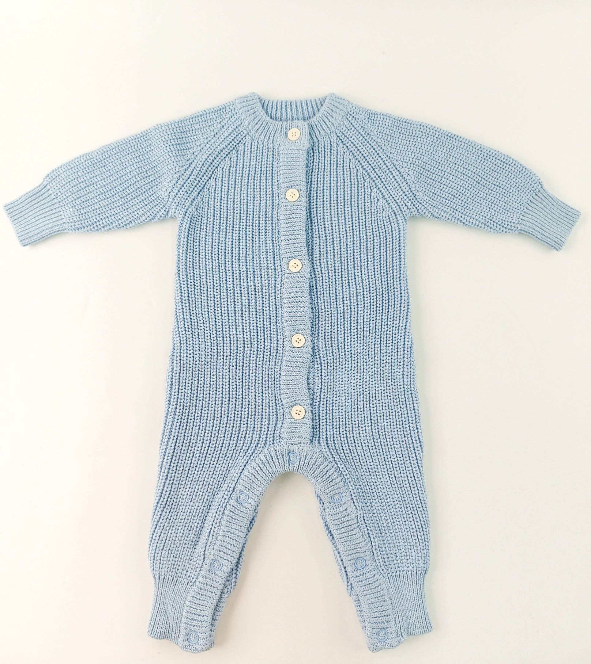 Brave Little Lamb the Label - Wholesale Jumpsuit - Baby - Keepsake Knit Romper | Coastal Blue0