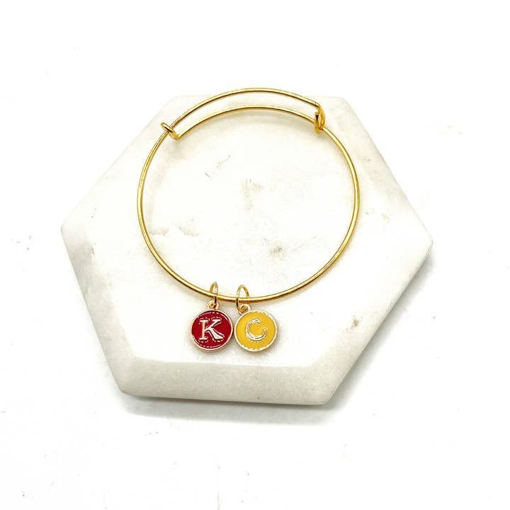 Baubles by B - Wholesale Charm/Dangle Bracelet - Red Yellow KC Kansas City Chiefs Charm Bangle Bracelet