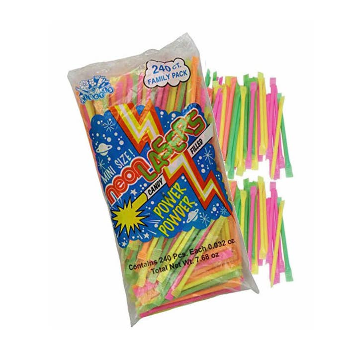 Albert's Mini Neon Laser Powder Straws 7.68oz - 3ct for wholesale by I Got Your Candy