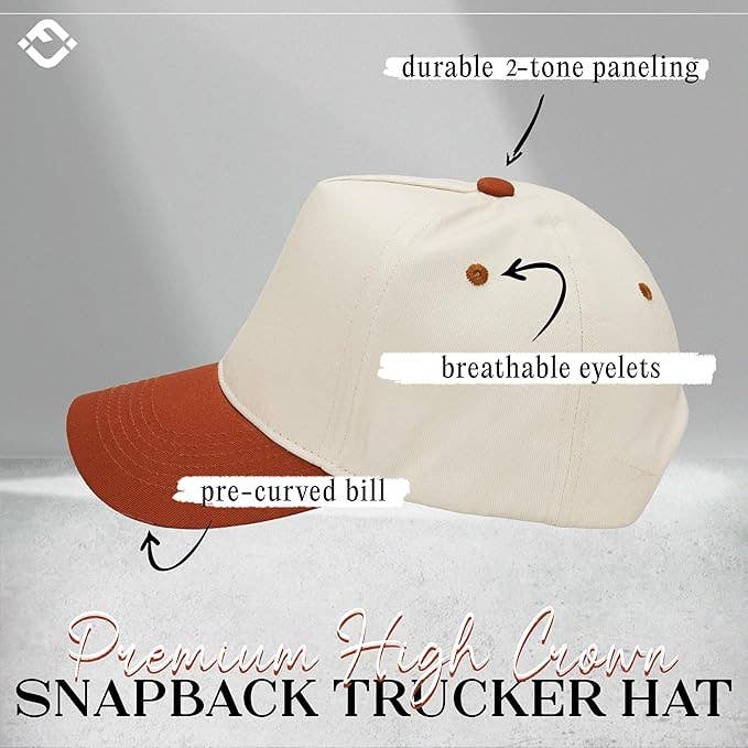 Funky Junque - Wholesale Baseball Cap - Unisex - Two Tone Vintage Snapback Hat - Rust/Beige1