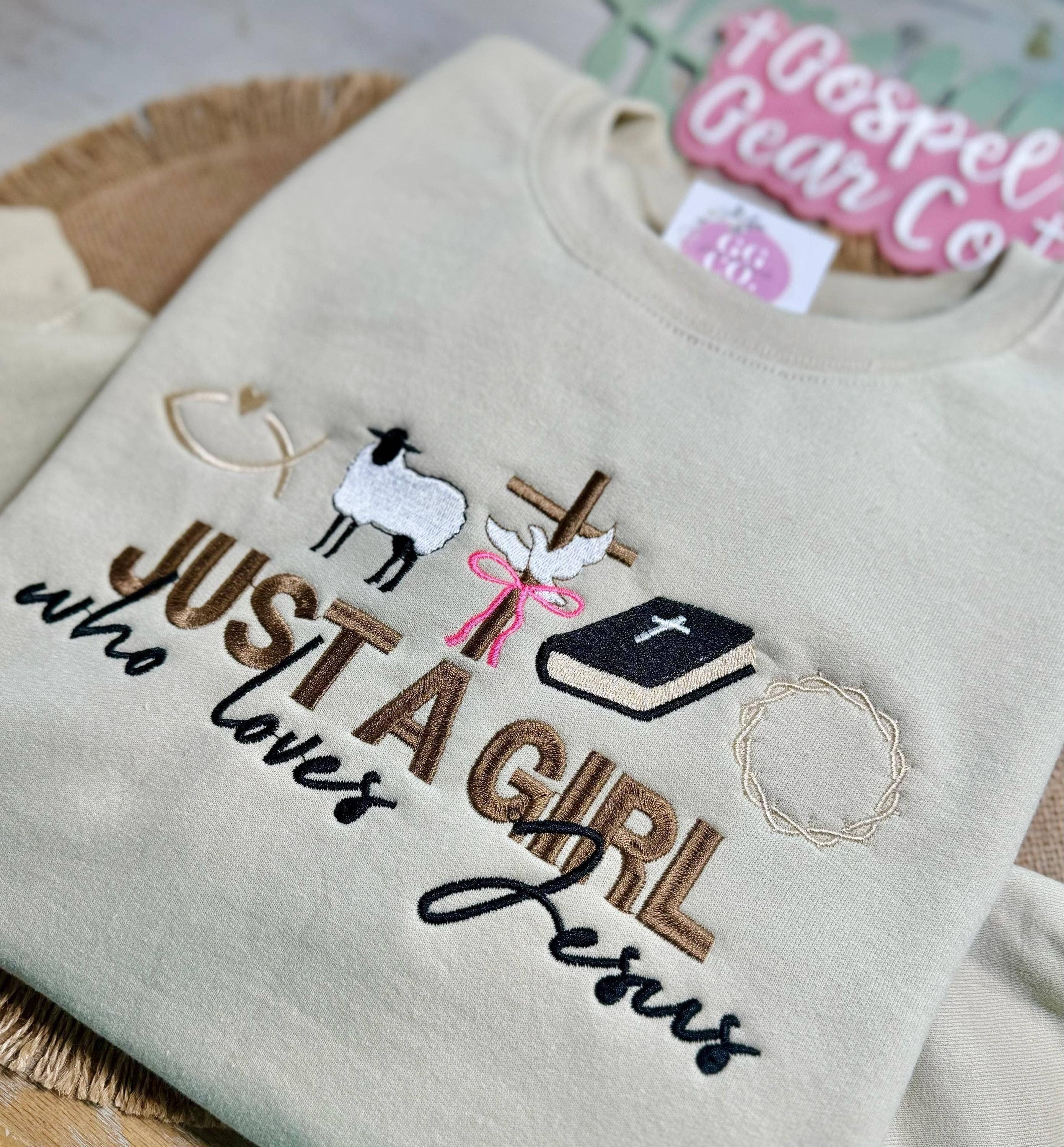 Gospel Gear Co - Wholesale Sweatshirt - Women's - Just A Girl Who Loves Jesus Embroidered Shirt1