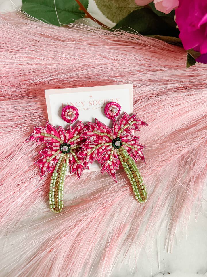 Boucles d'oreilles Paradise Palm Tree pour la vente par Fancy Society