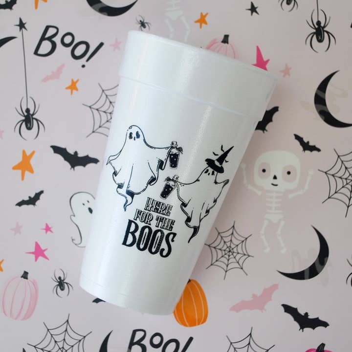Gatherings by Curated Paperie - Wholesale Disposable Cup - Here For The Boos 20oz. Foam Cups | 10 pack0