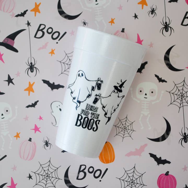 Here For The Boos 20oz. Foam Cups | 10 pack for wholesale by Gatherings by Curated Paperie