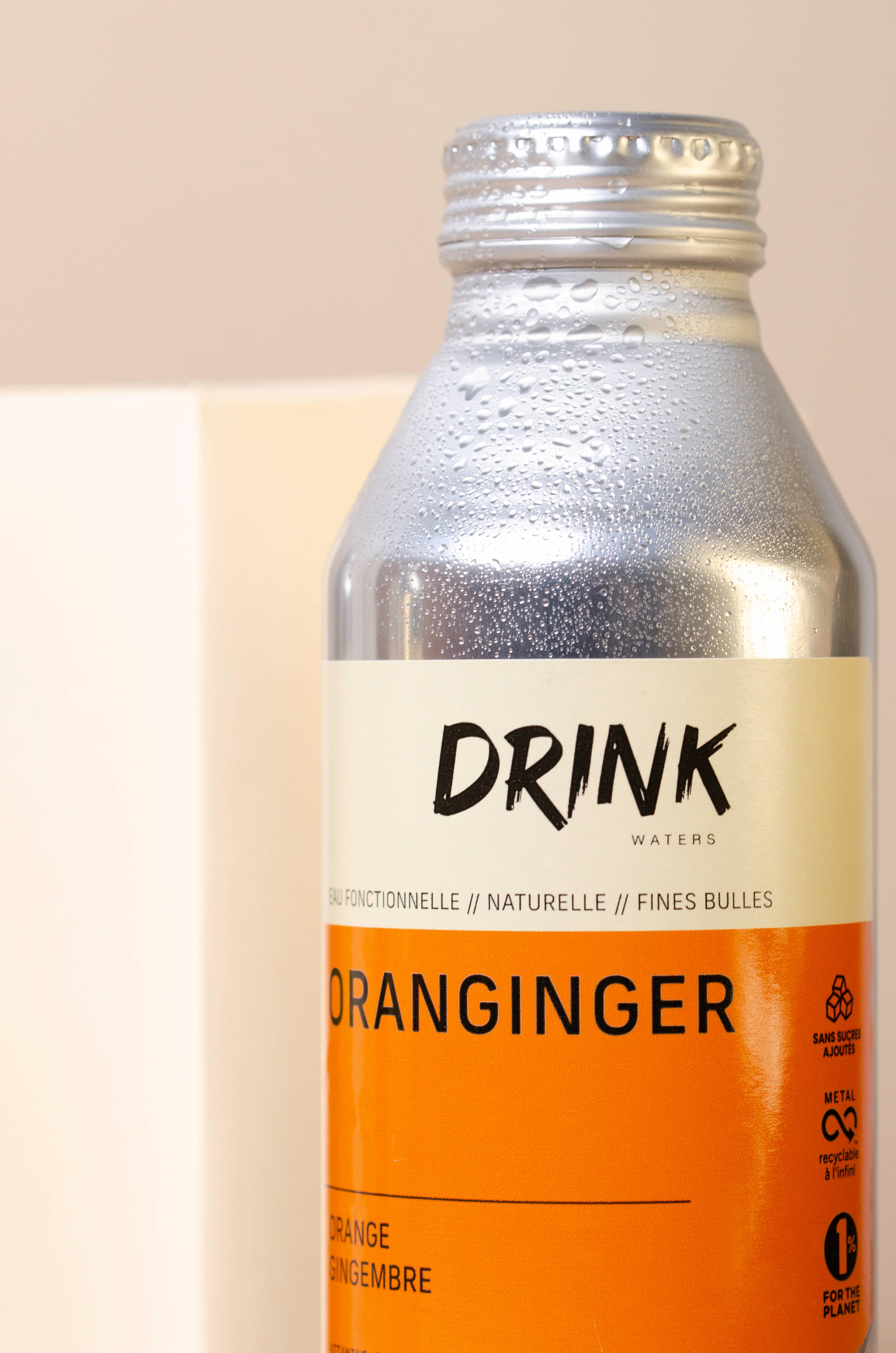 Drink Waters – wholesale Kolsyrat vatten – ORANGINGER funktionsvatten med kolhydrater från Alperna i aluminiumflaska4