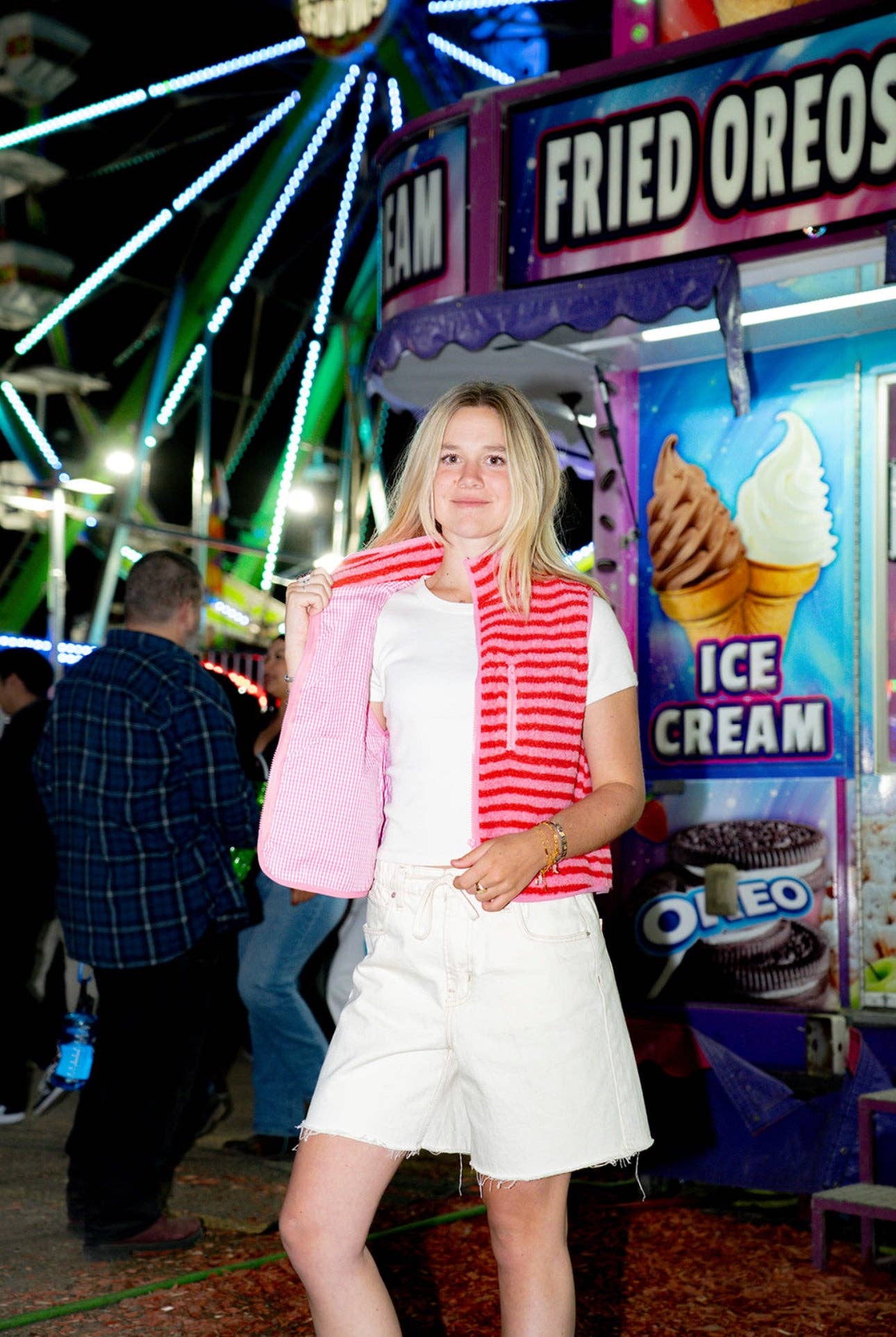 Midnight Lunch - Wholesale Outerwear Vest - Women's - The Stripe Vest | Pink + Red8