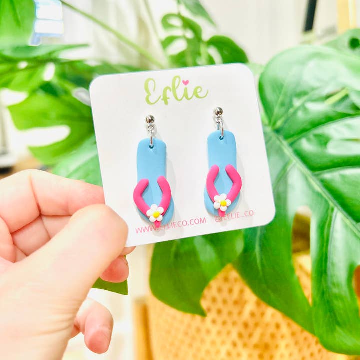 Eflie – Engroshandel Hængeøreringe og creoløreringe – Sommerflip-flops dinglende øreringe | Søde farverige smykker4