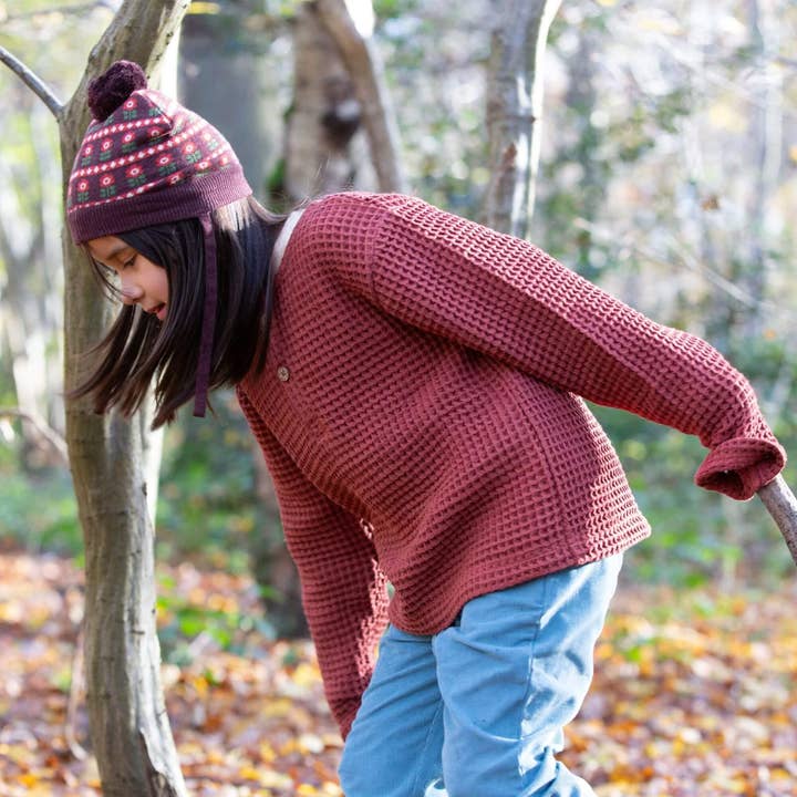 Maglia a Maniche Lunghe con Motivo a Cialda Color Zenzero per la vendita all'ingrosso da parte di Little Green Radicals EU