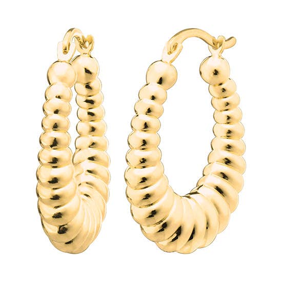 1" Scalloped Oval Hoop in Gold for wholesale by Almond Tree