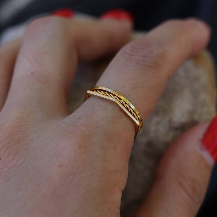Cedar and Cypress Designs - Wholesale Band/Stacked Ring - Trip Ring - Gold (Size options) Water Proof1