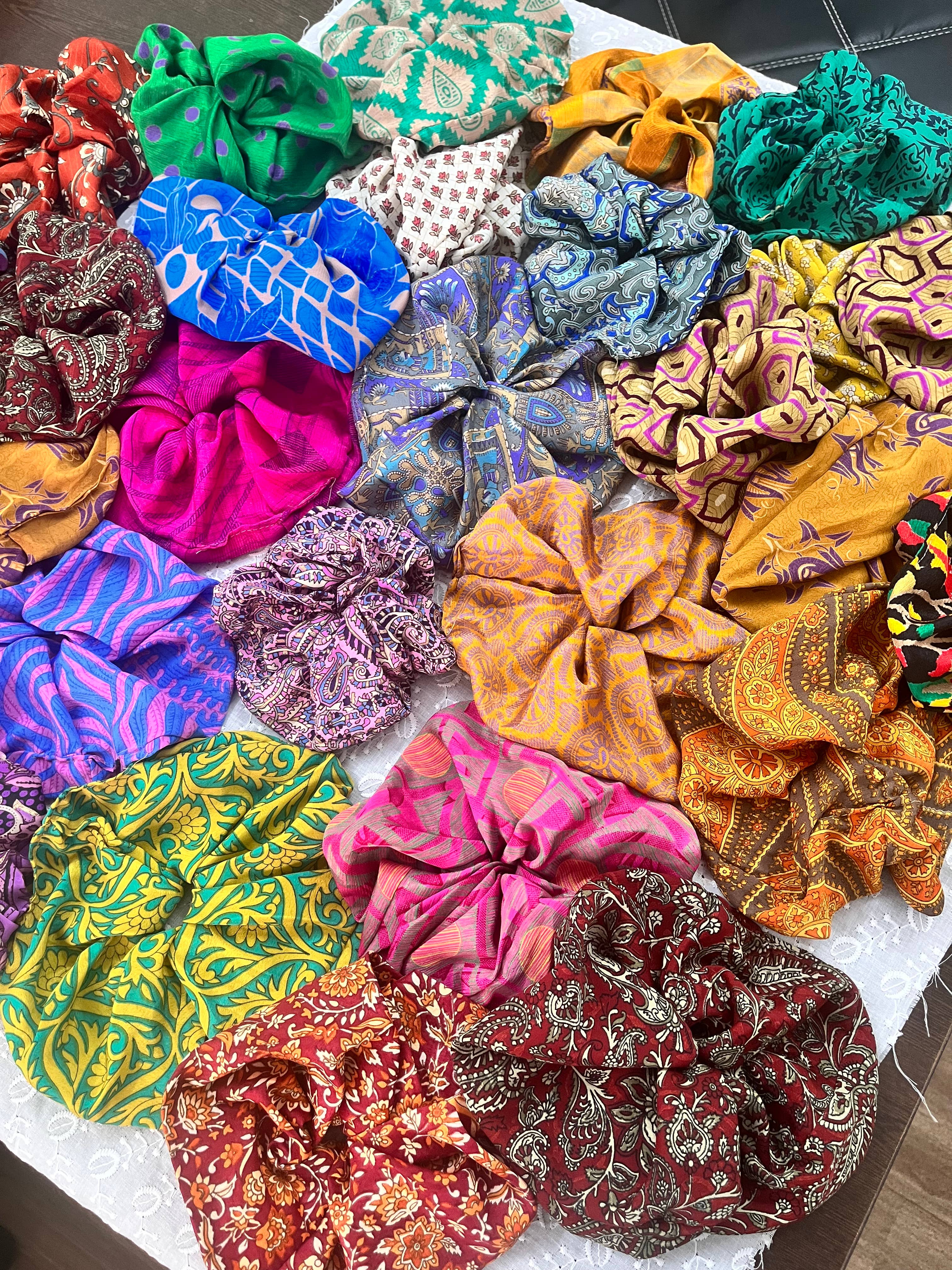 Meghcraft - Wholesale Scrunchie - Women's - Vintage Silk Scrunchie-vintage Upcycled Silk Scrunchie5