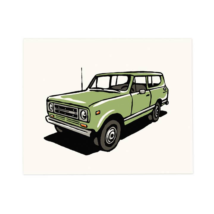 Impressão internacional da Scout dos anos 70 - Ilustração de carro antigo por atacado de Kamin Tersieff