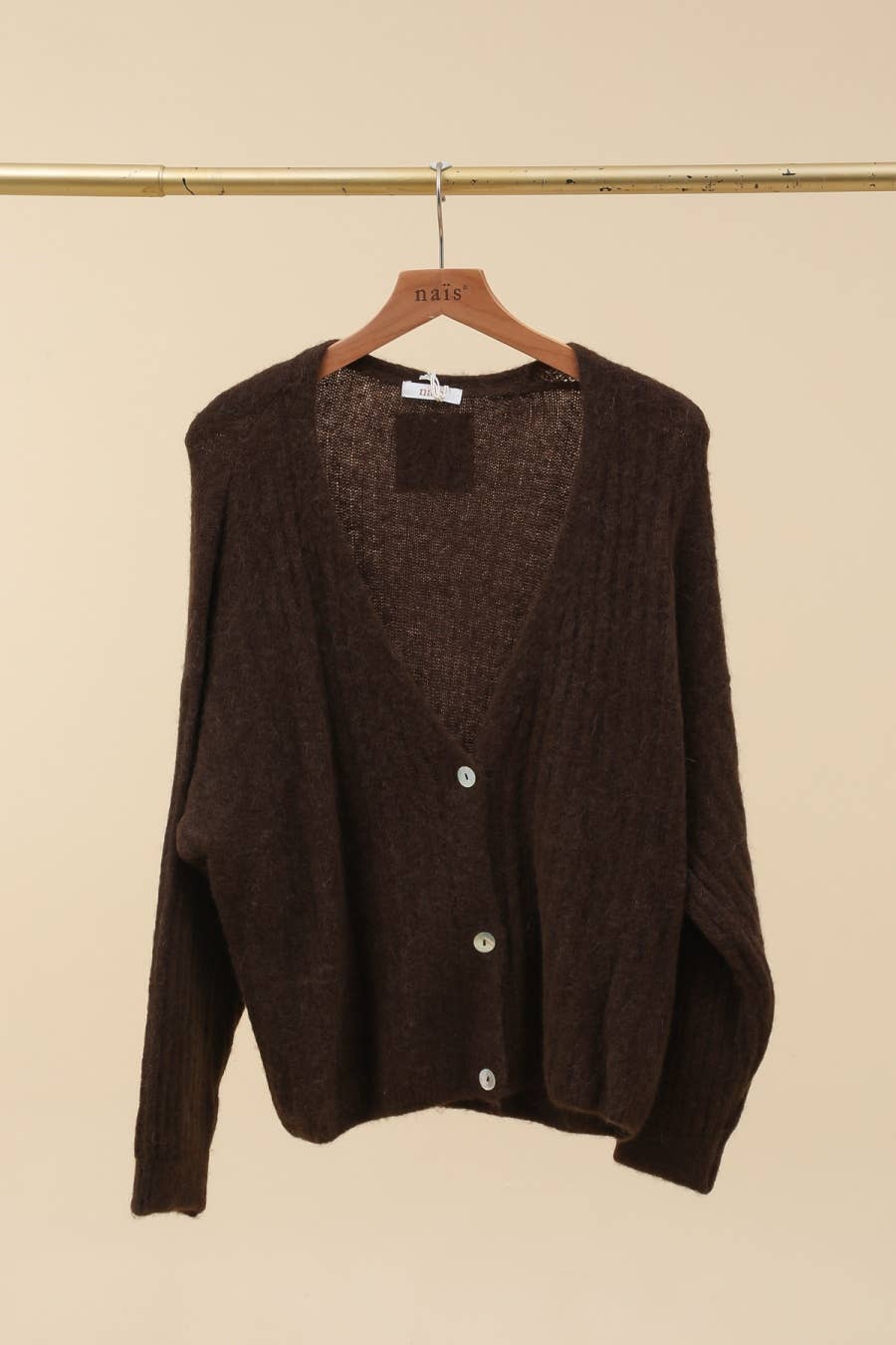 NAÏS PARIS - Vendita all'ingrosso Cardigan - Donna - Cardigan con bottoni a scollo a V in baby alpaca 45%1