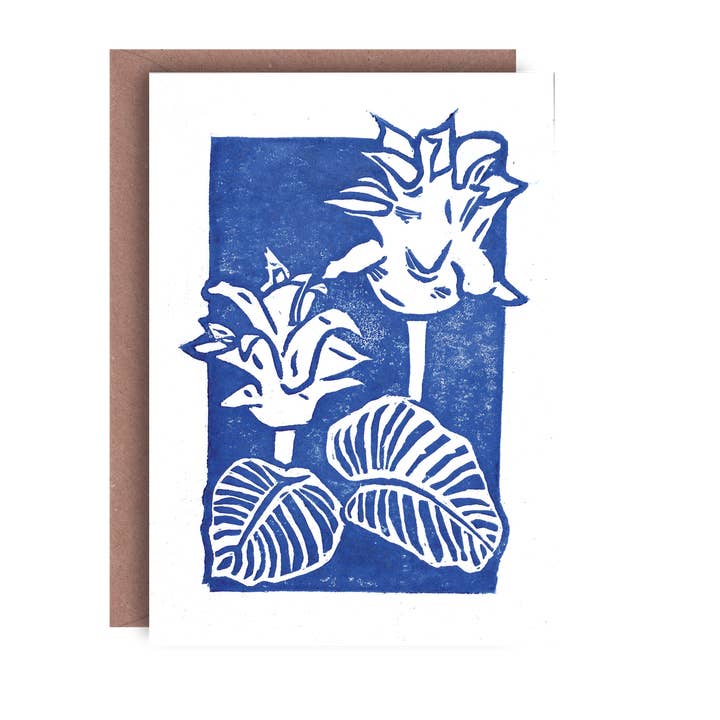 Lione & Sheikh - Wholesale Everyday greeting card - Pack Of 3 Lino Printed Flower Cards4